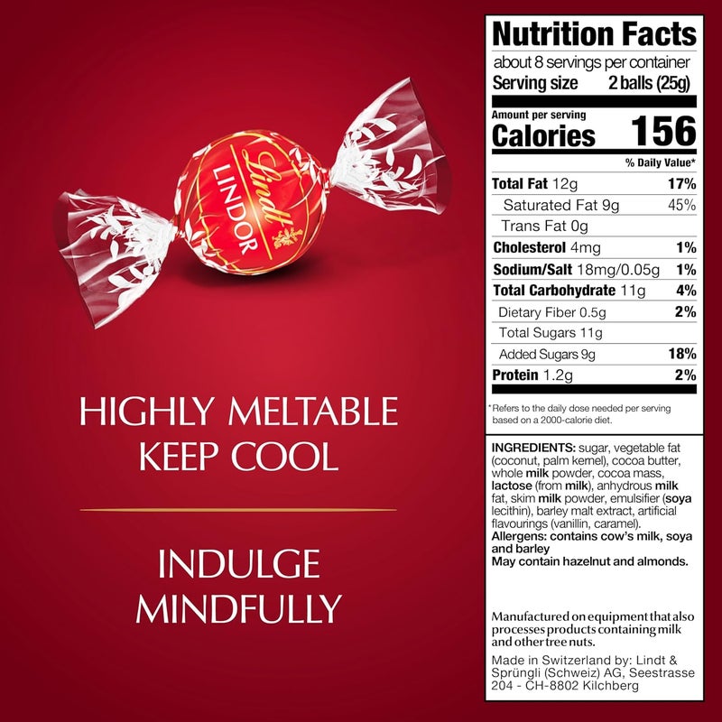 Lindt Milk Lindor Chocolate, 200 Gm (Pack Of 1) - Image 2